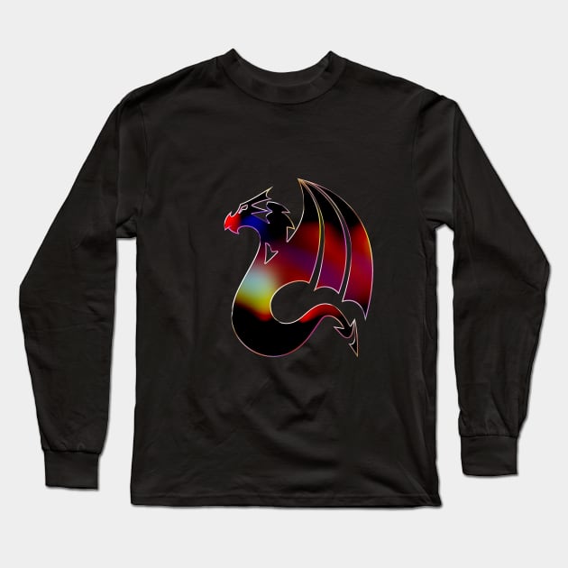 Dragon Mystic Fantastic Beast Chrome Graphic Logo Long Sleeve T-Shirt by Cubebox